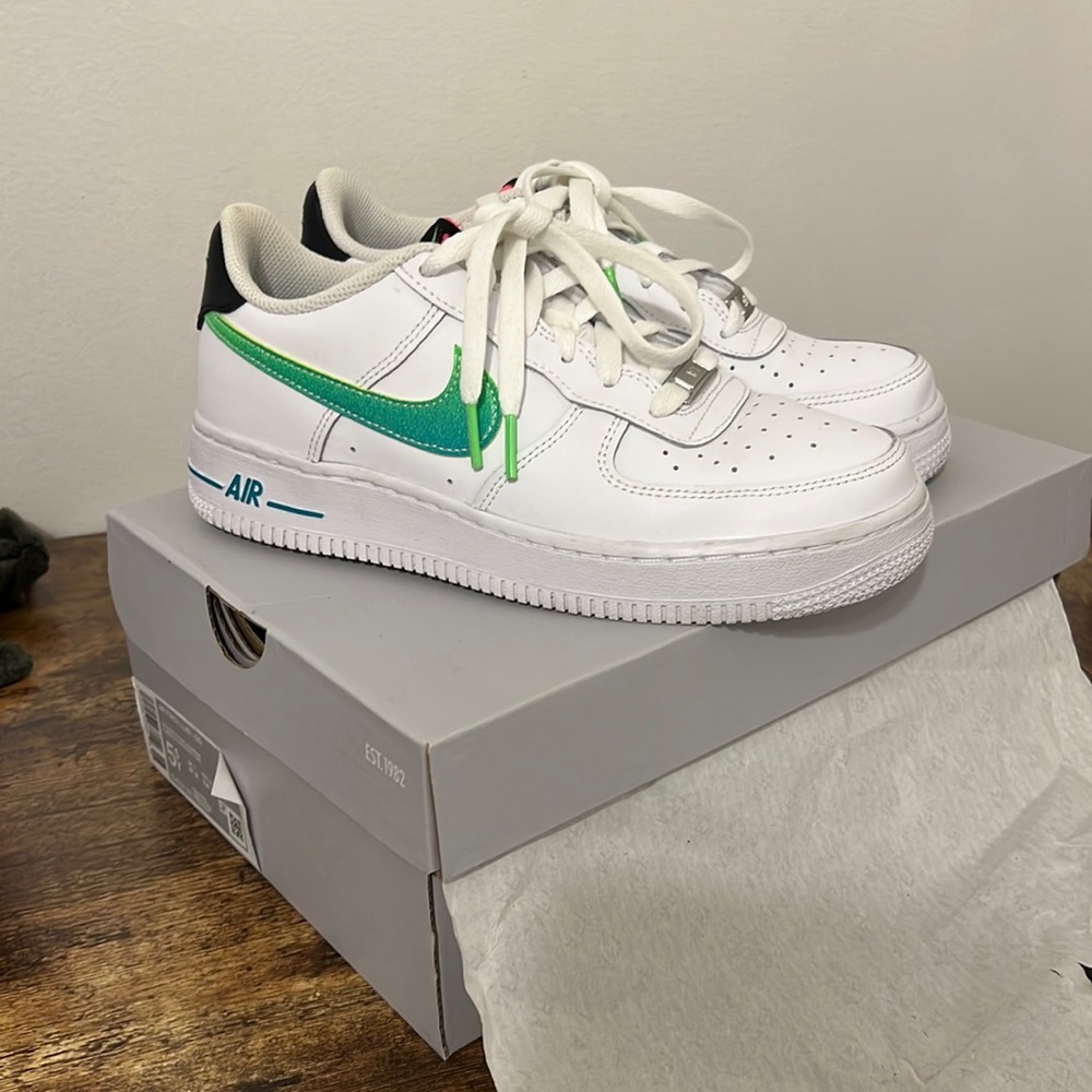 Nike Air Force Ones - Green, blue, and pink